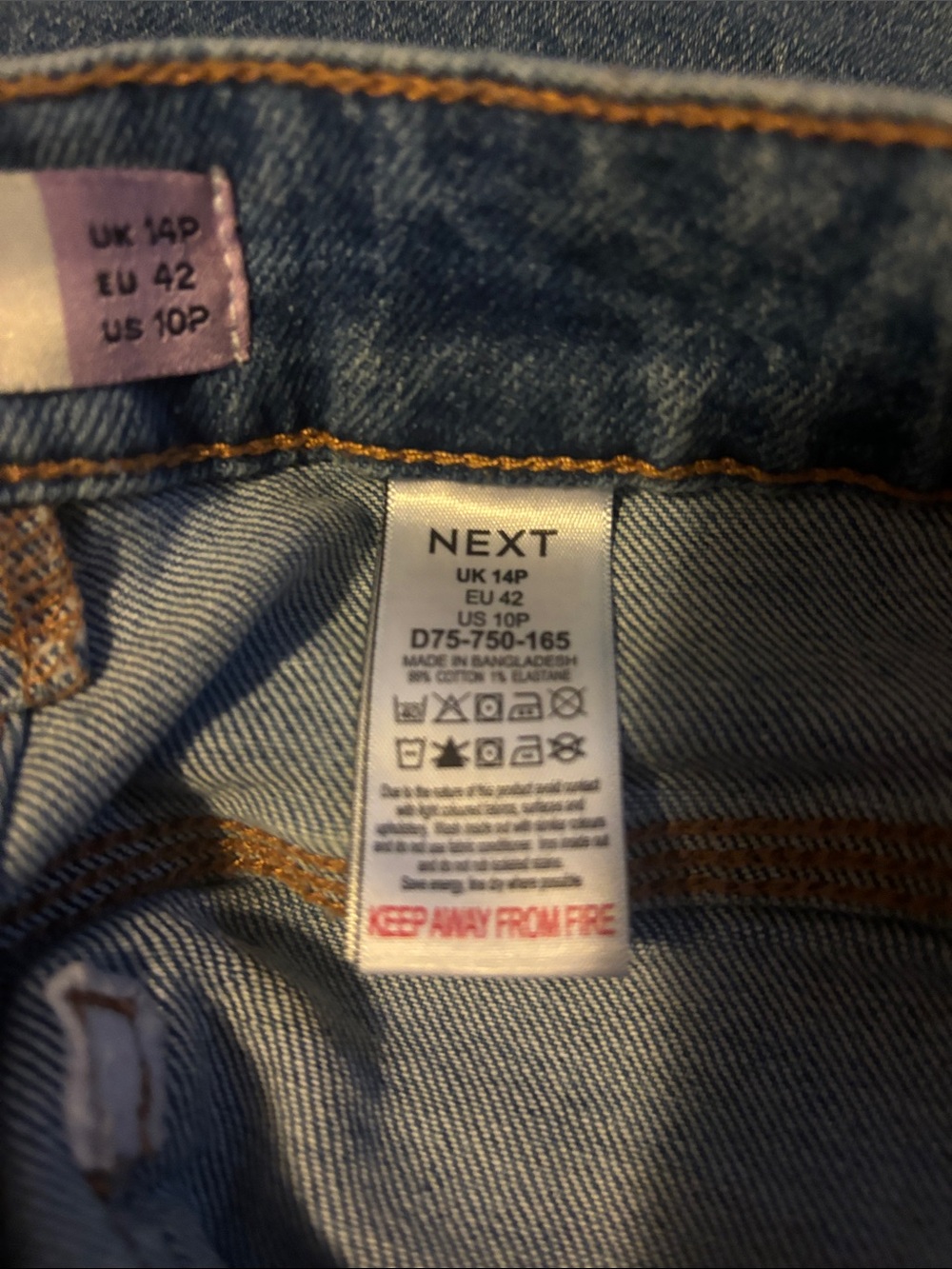 next Slim Ankle Cropped Jeans in Blue Wash Size 10P - Picture 5 of 5